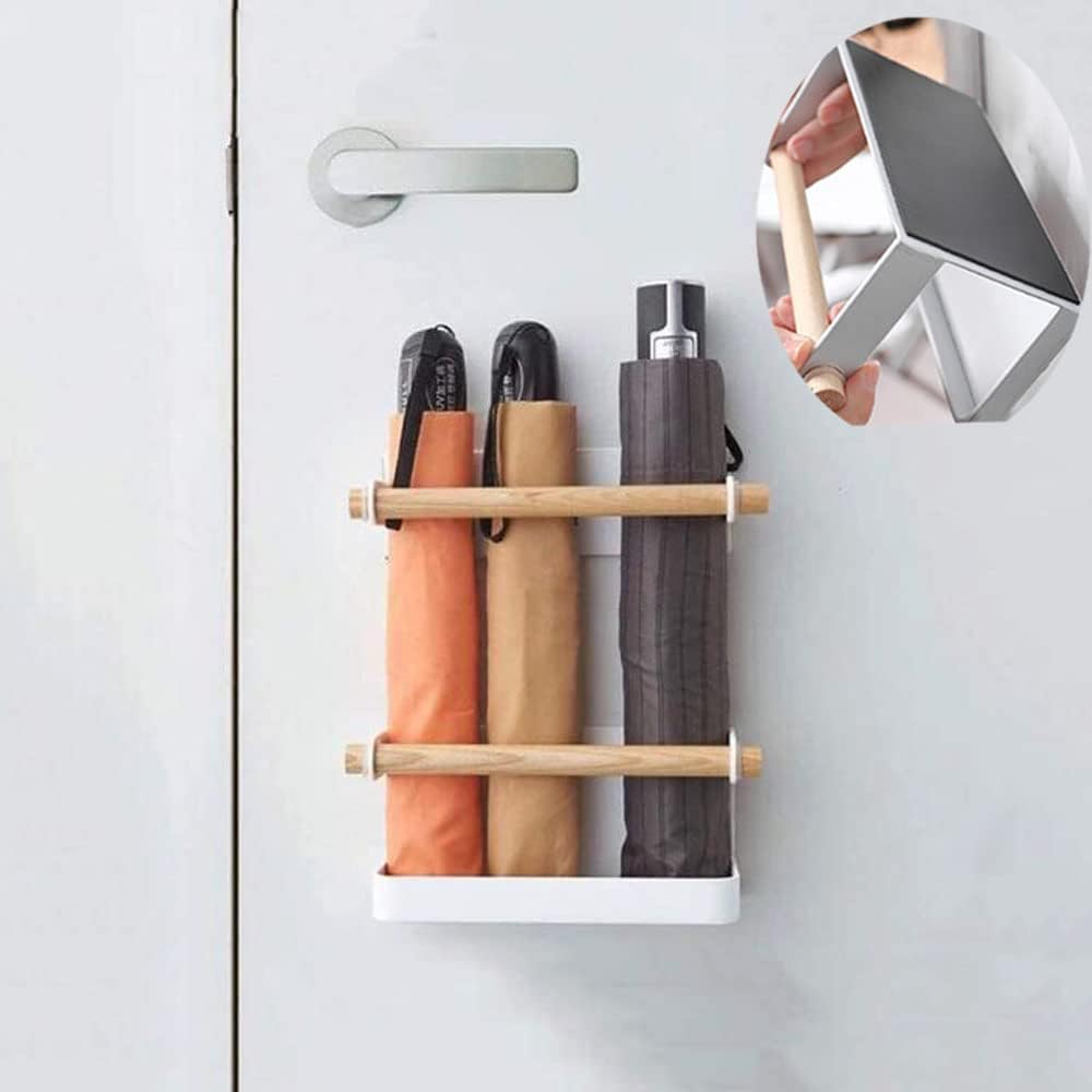 White Magnetic Wall Umbrella Storage Rack
