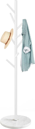 White Metal Marble 8-Hook Coat Rack Stand