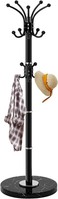 Black 360° Rotating 16-Hook Coat Rack