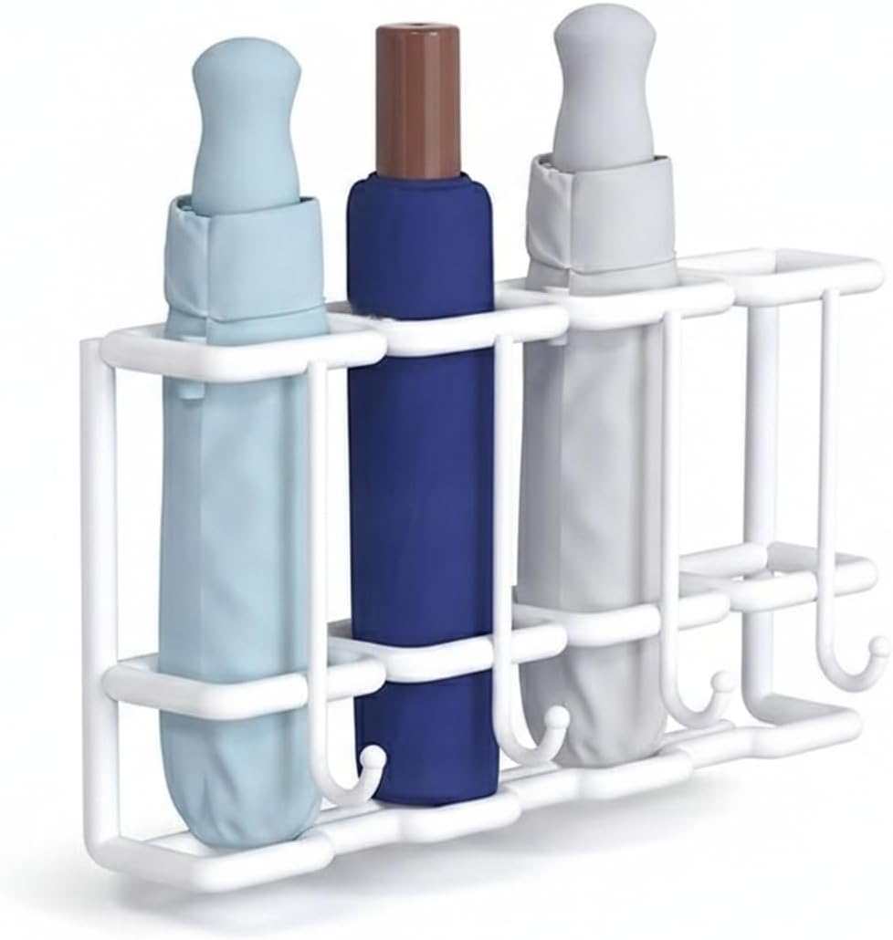 White Iron Wall Umbrella Drying Rack