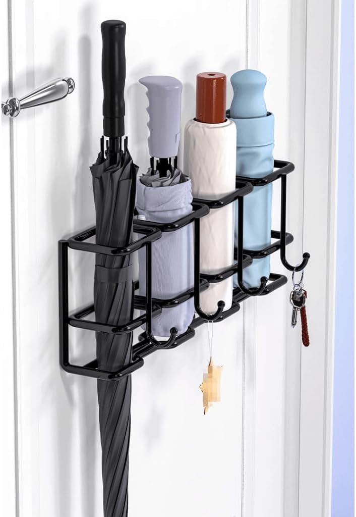 Multi-Compartment Wall Metal Umbrella Holder