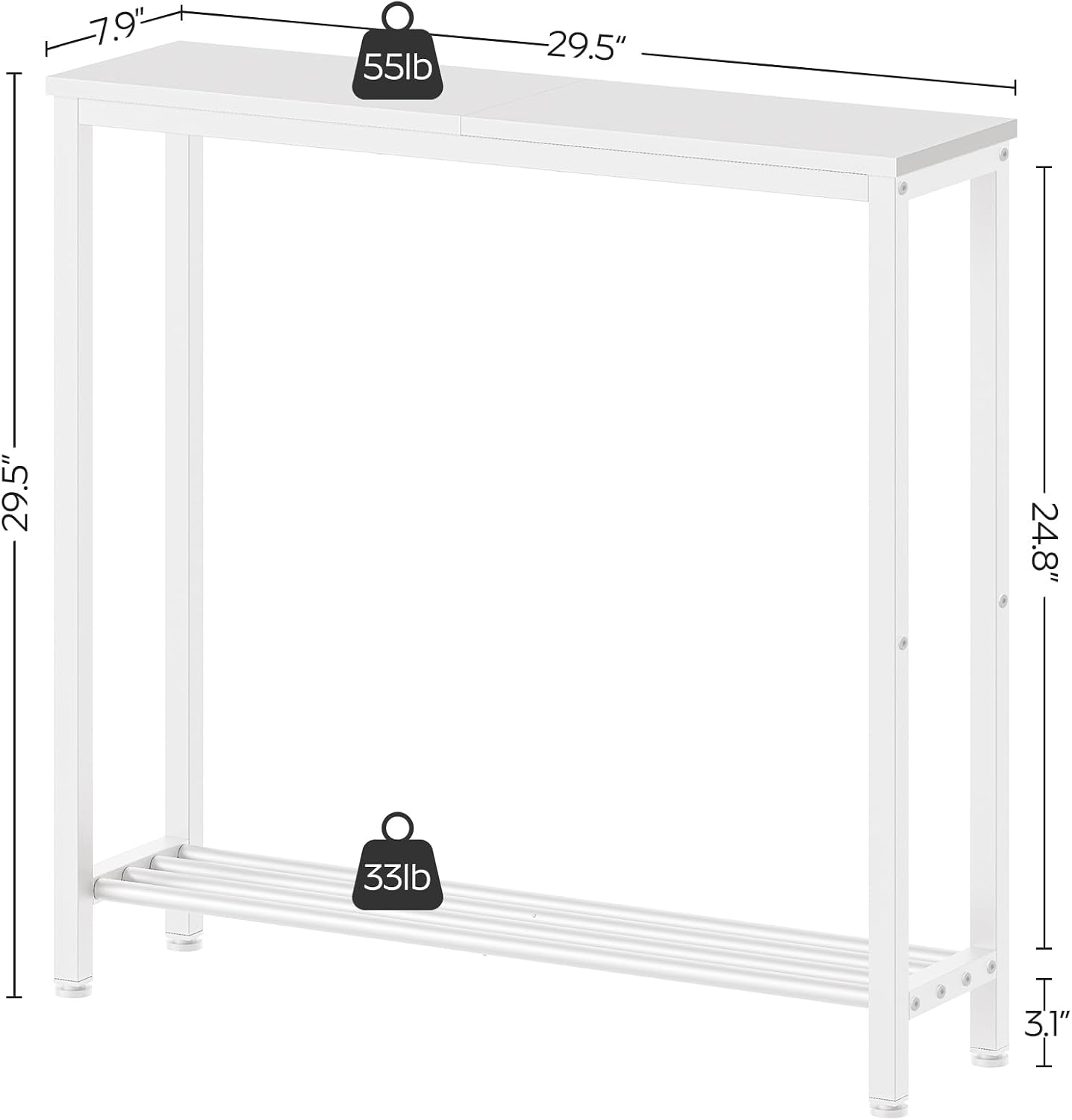 White Narrow Console Entryway Table