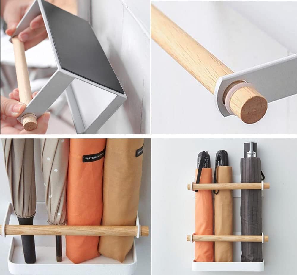 White Magnetic Wall Umbrella Storage Rack