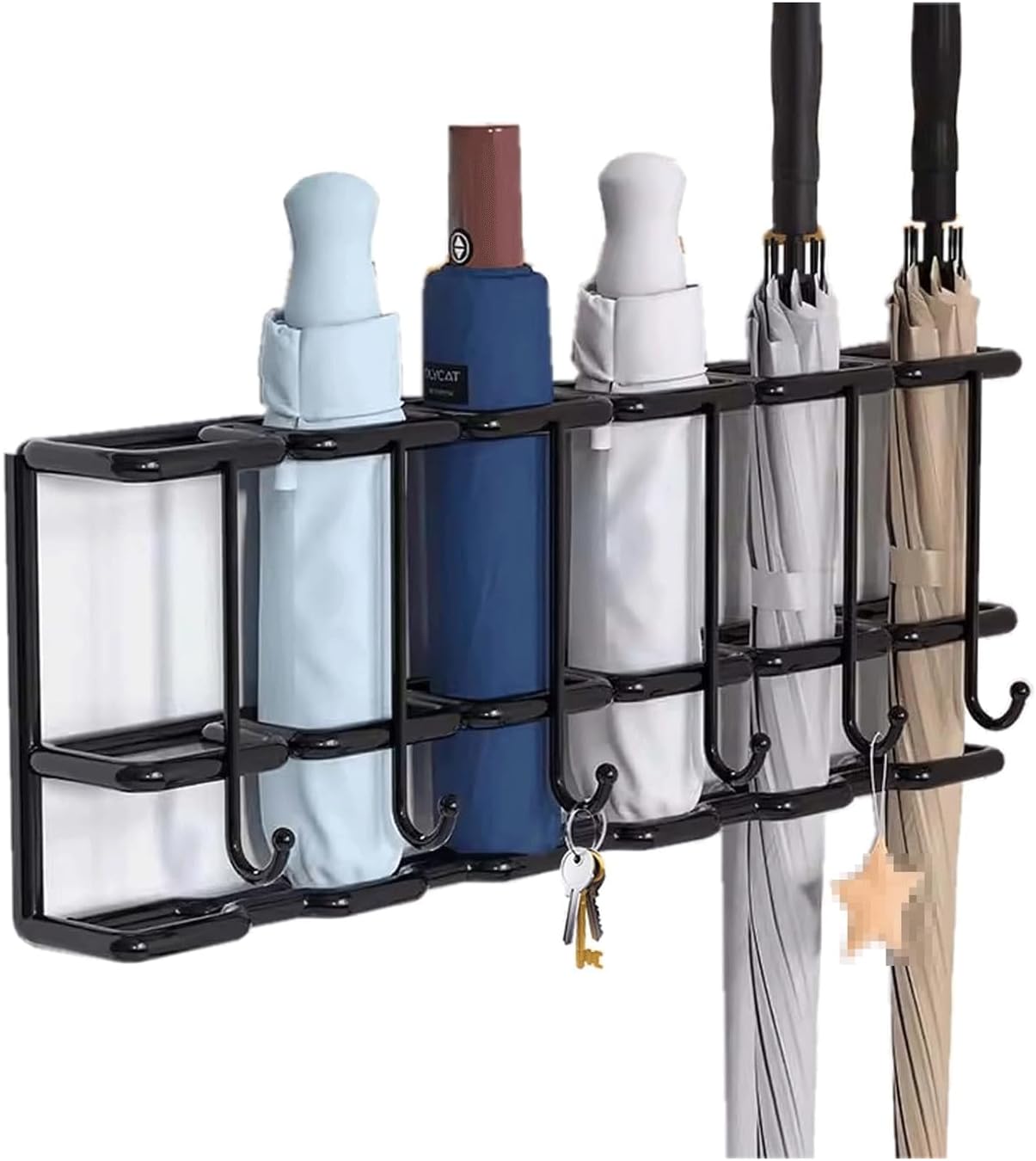 Multi-Compartment Wall Metal Umbrella Holder