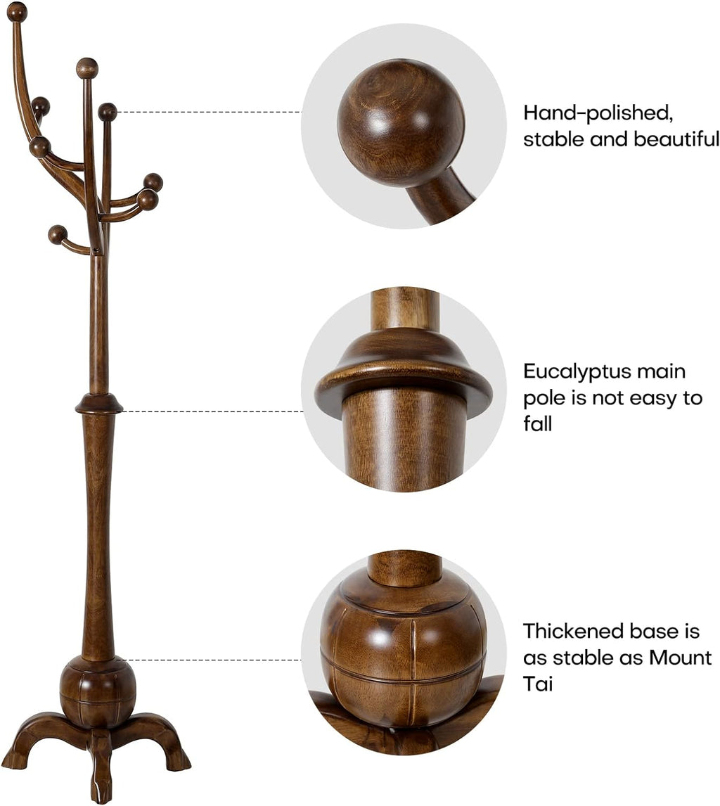 Walnut Tree 8-Hook Freestanding Coat Rack