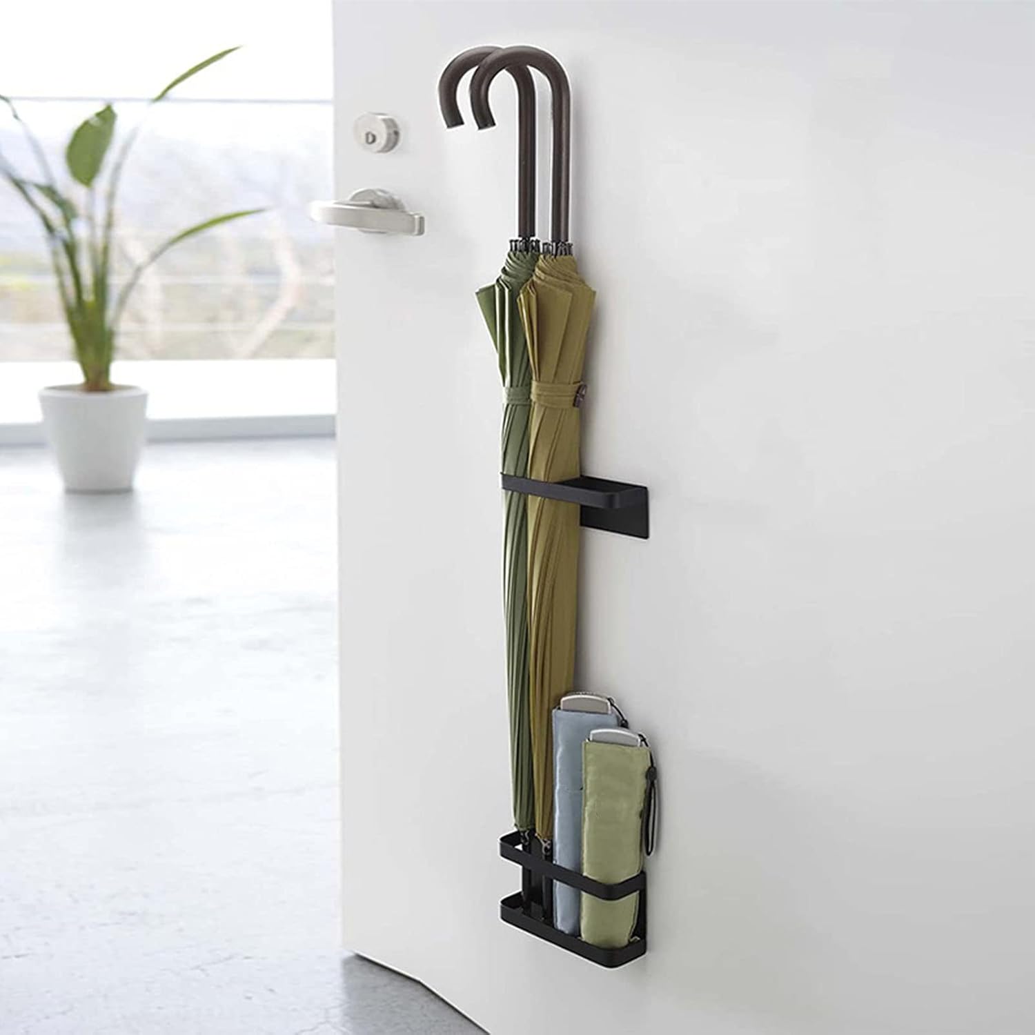 Black Magnetic Wall Adjustable Umbrella Holder