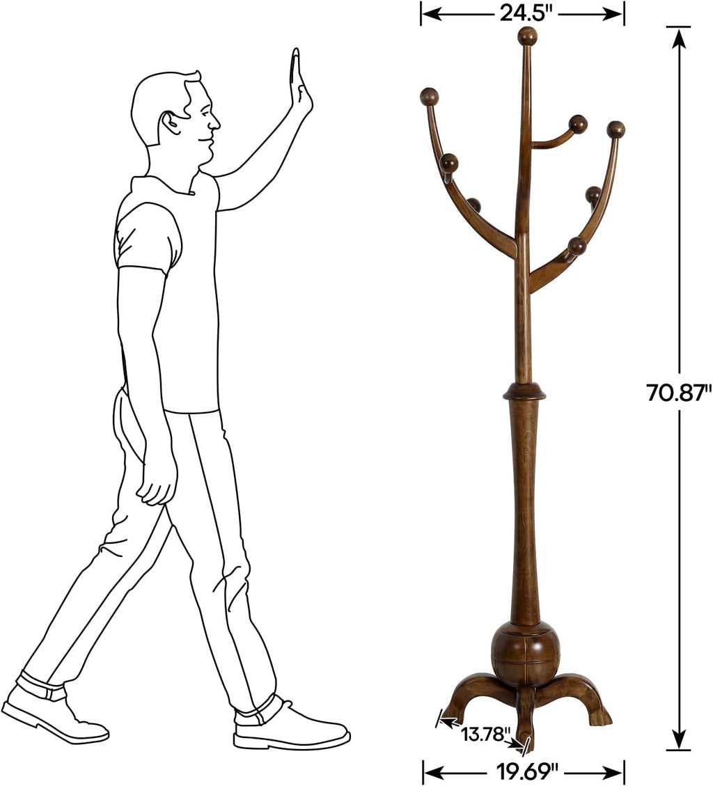 Walnut Tree 8-Hook Freestanding Coat Rack