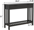 Black Slim Storage Console Entryway Table