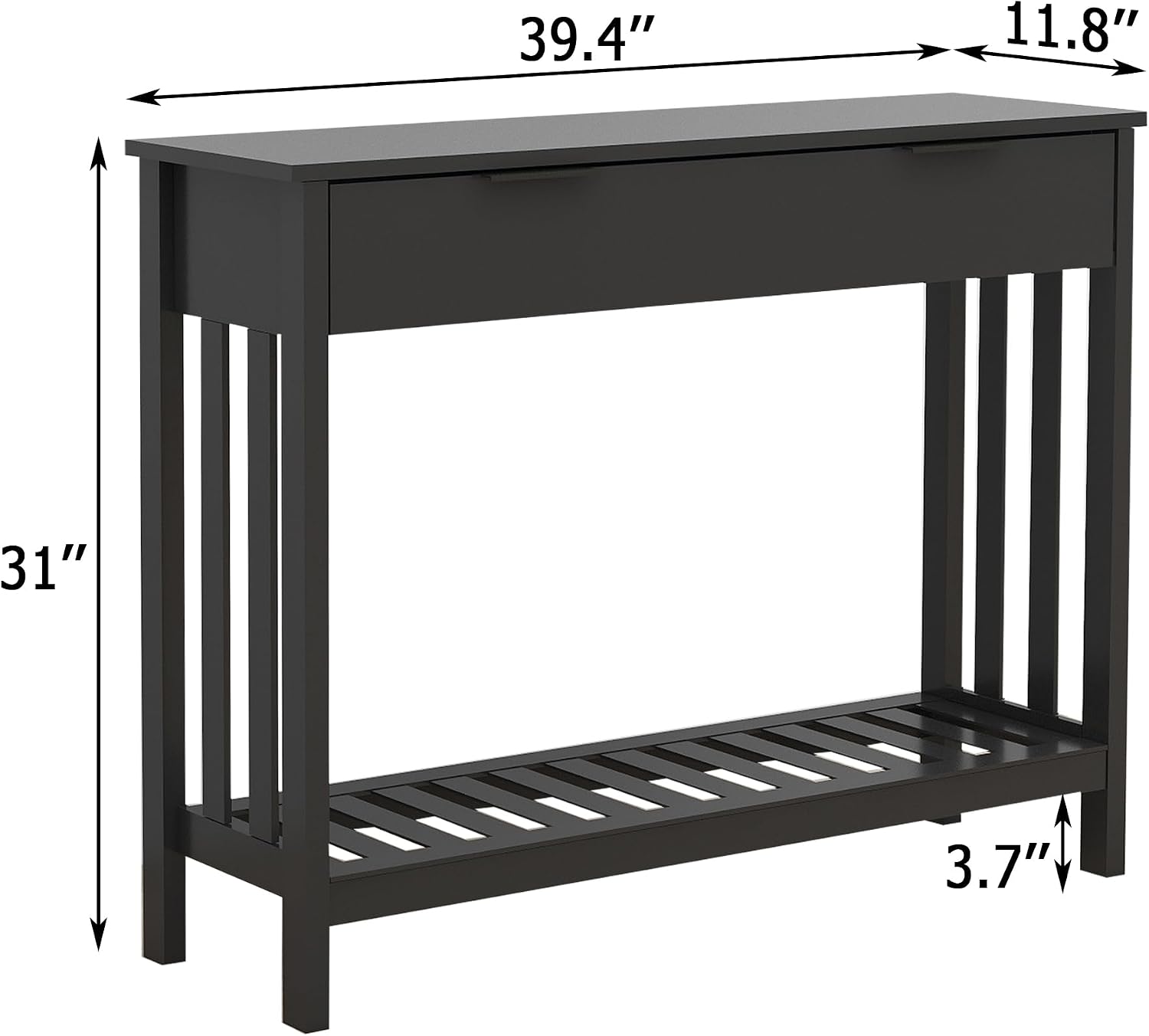 Black Slim Storage Console Entryway Table