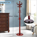 Reddish Brown Wooden 18-Hook Coat Rack Stand