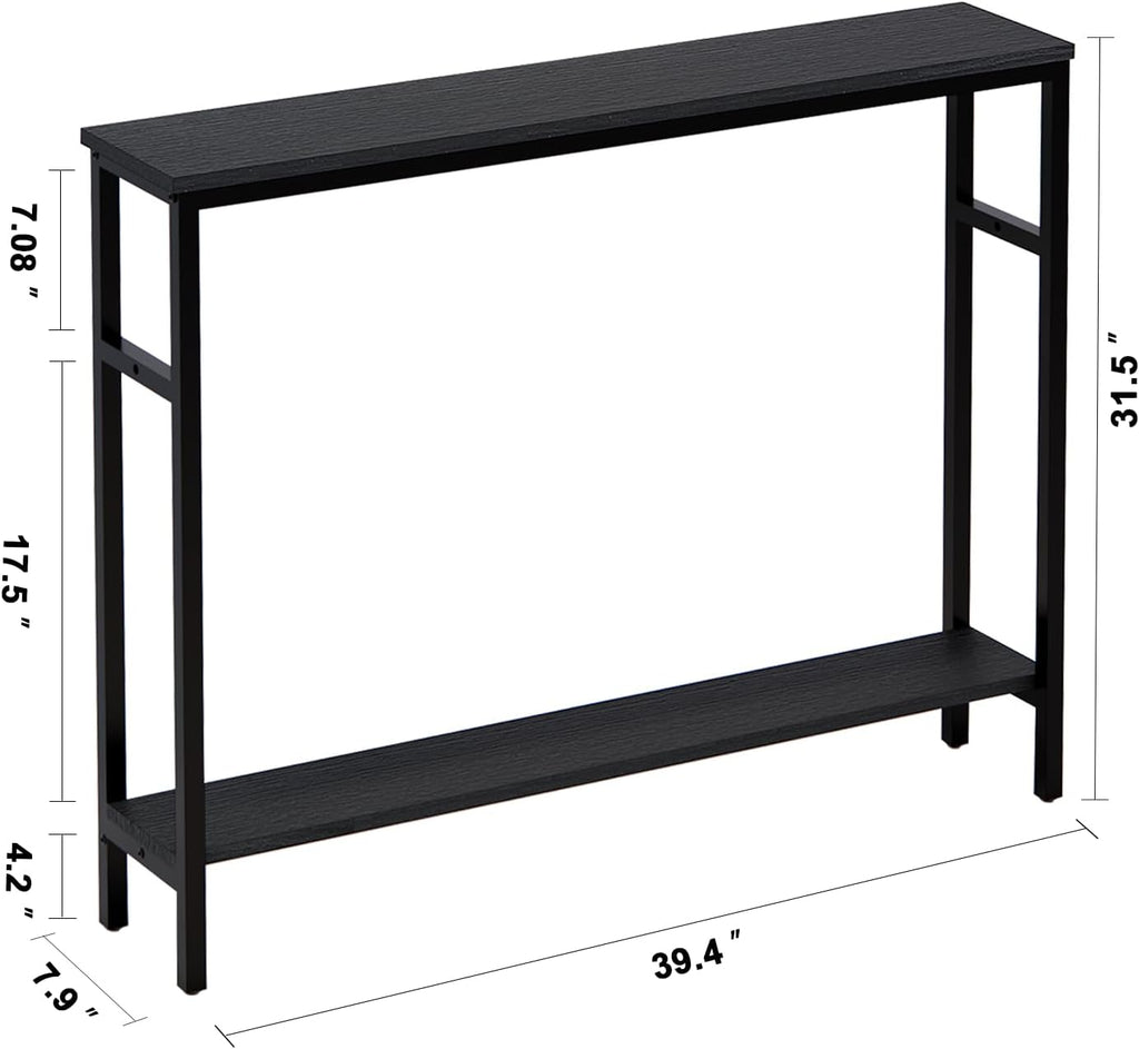 Black 2-Tier Narrow Console Entryway Table