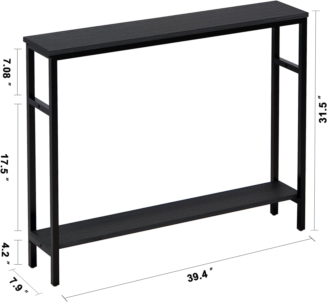 Black 2-Tier Narrow Console Entryway Table