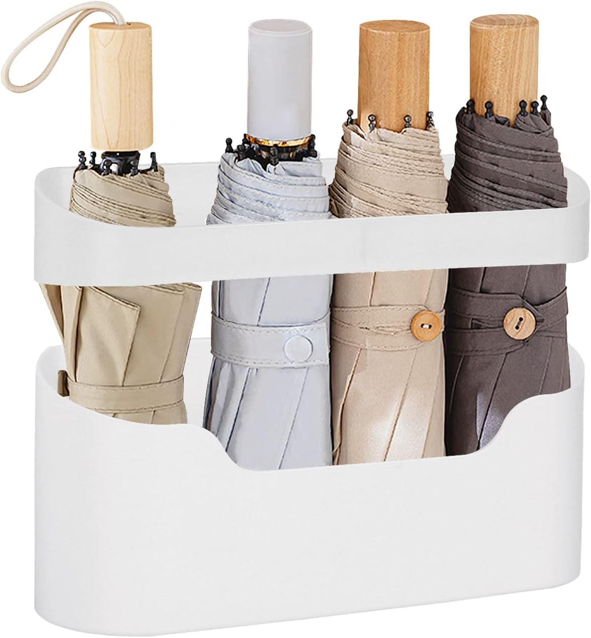 White Wall Umbrella Holder With Drip Tray