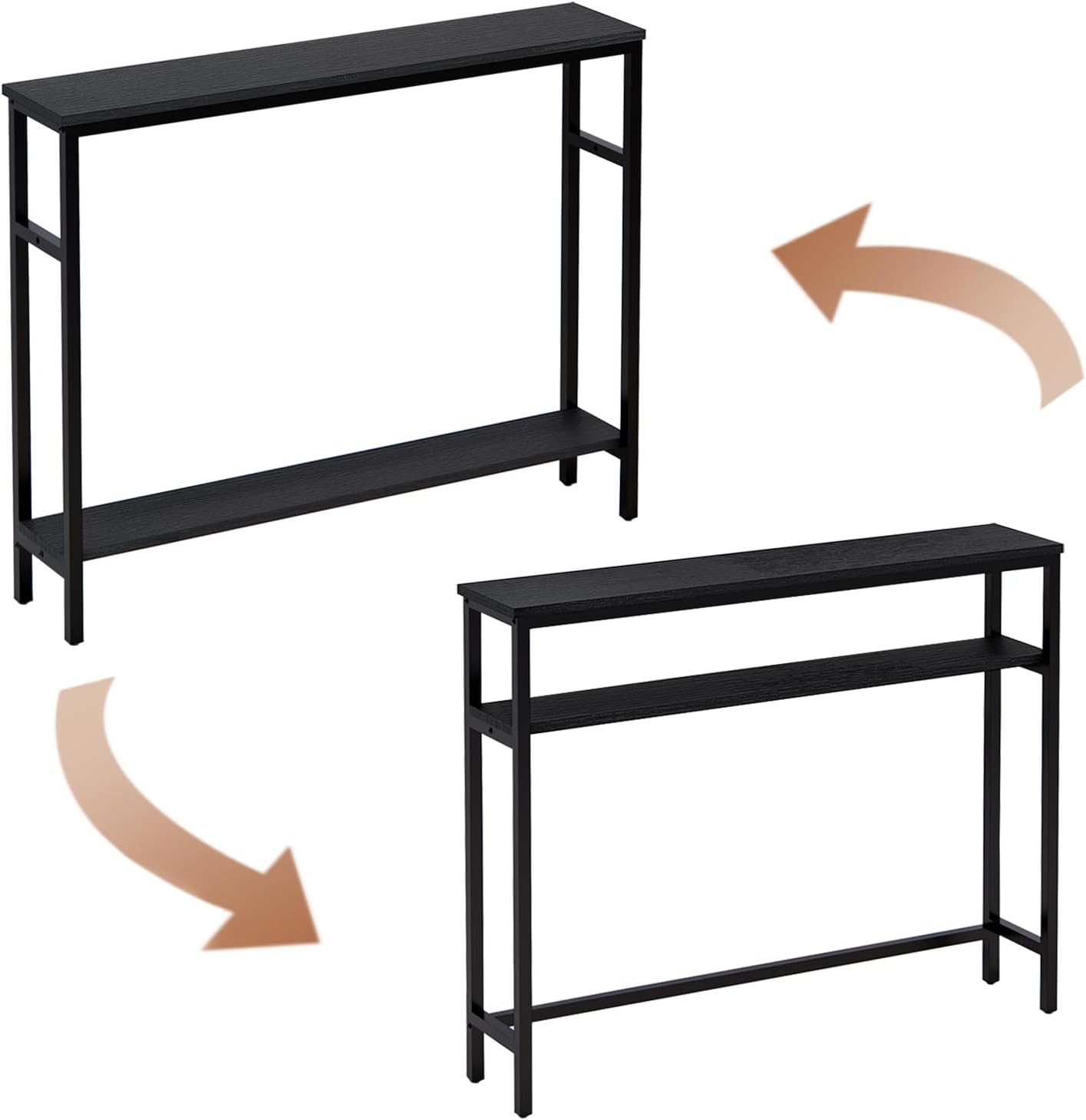 Black 2-Tier Narrow Console Entryway Table