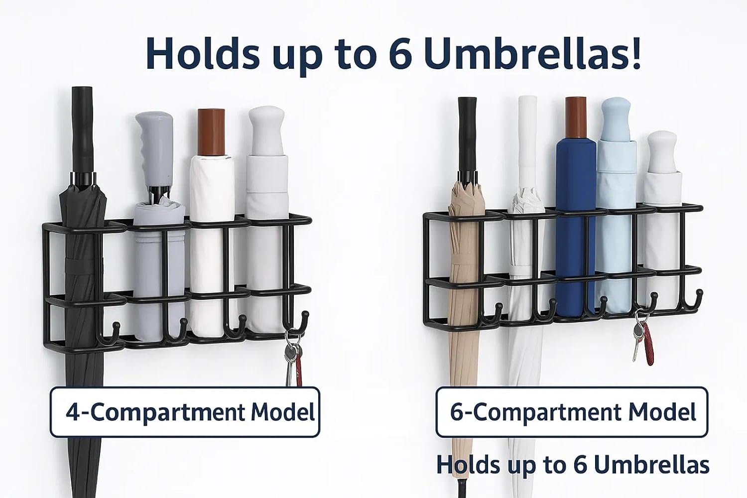 Black Metal Wall Entry Umbrella Storage Rack