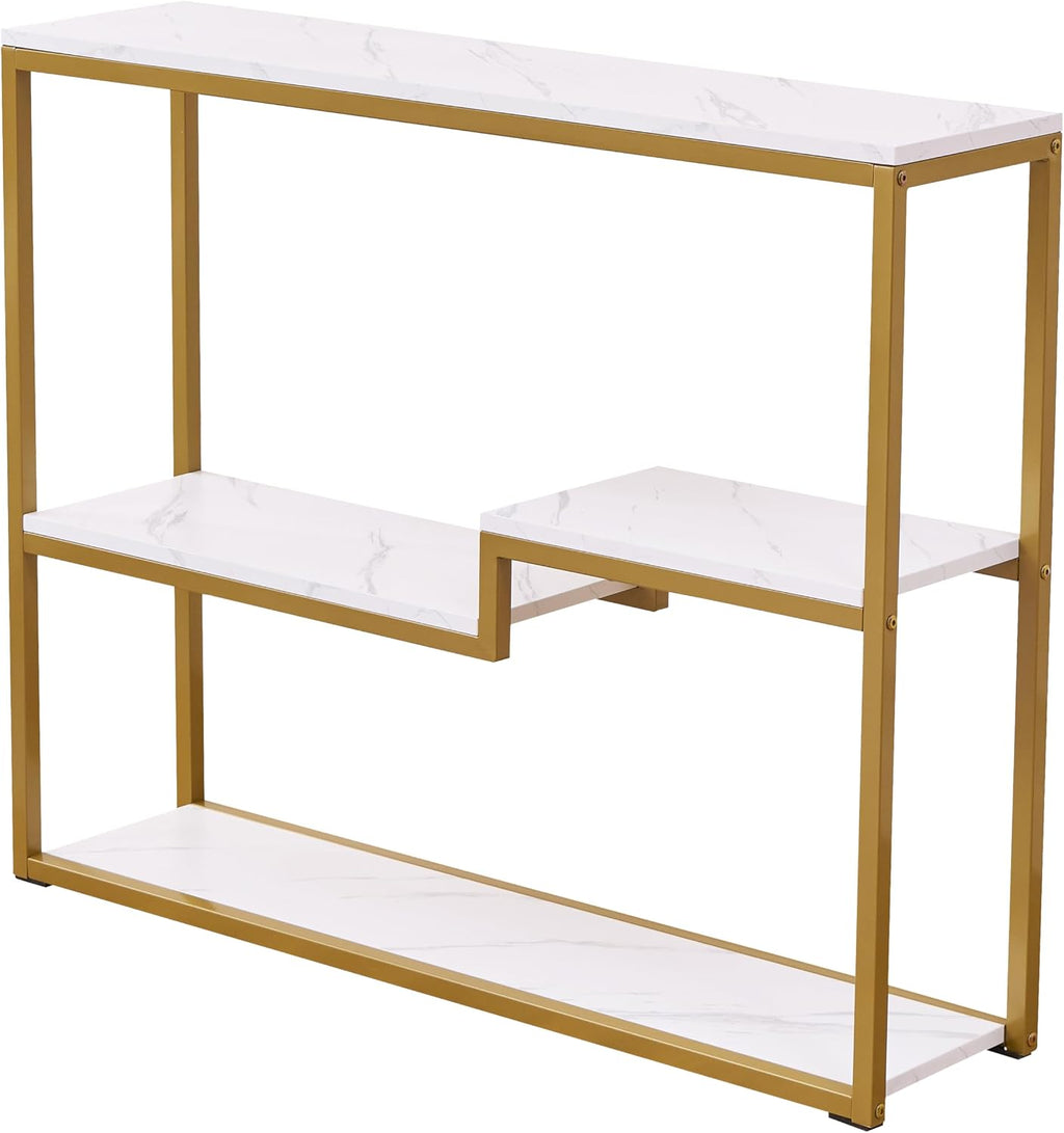 White Marble Gold Console Entryway Table