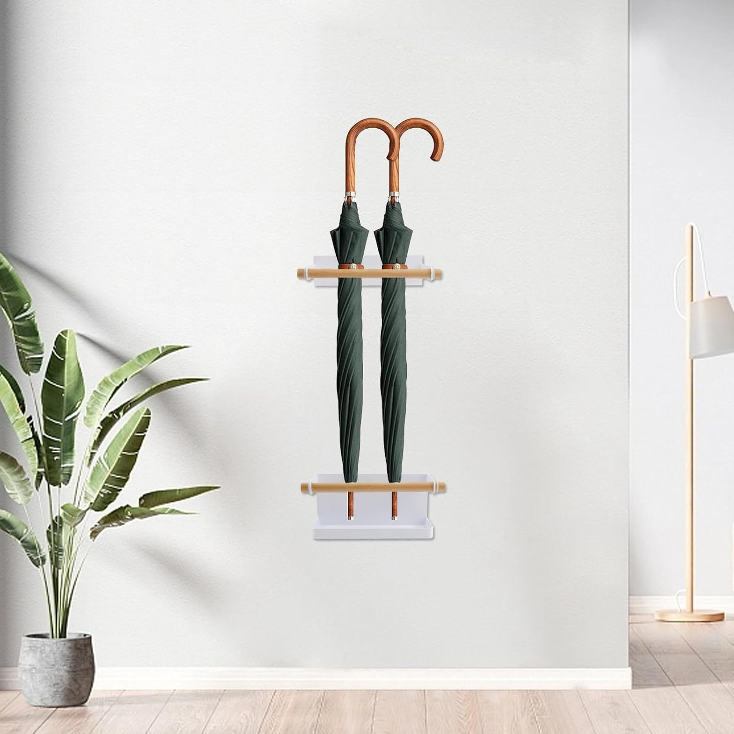 White Metal Wall Mount Umbrella Holder
