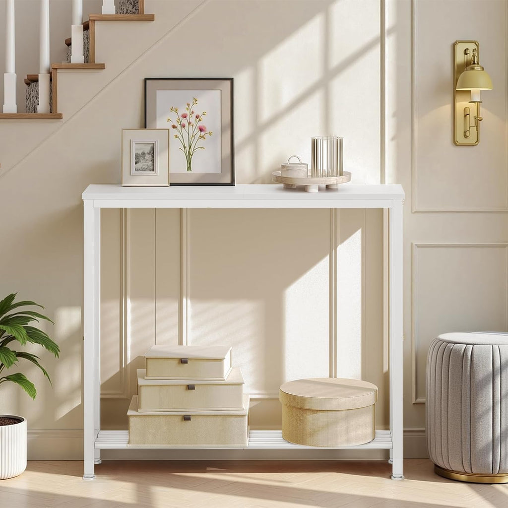 White Narrow Console Entryway Table