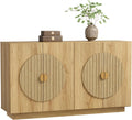 Fluted Oak Buffet Cabinet Console Table