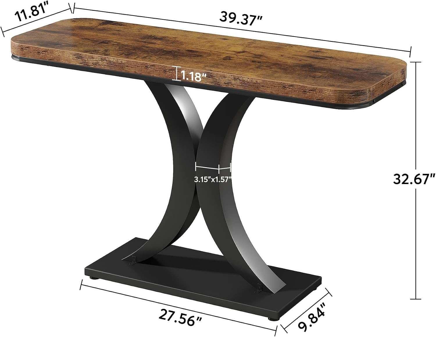Industrial Console Table Entryway Hallway Compact Small Space