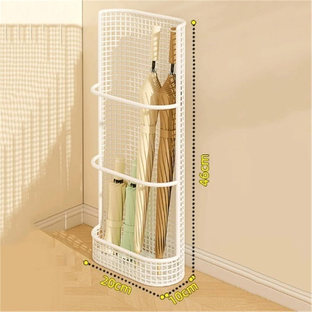 White Small Wall Umbrella Stand With Drain