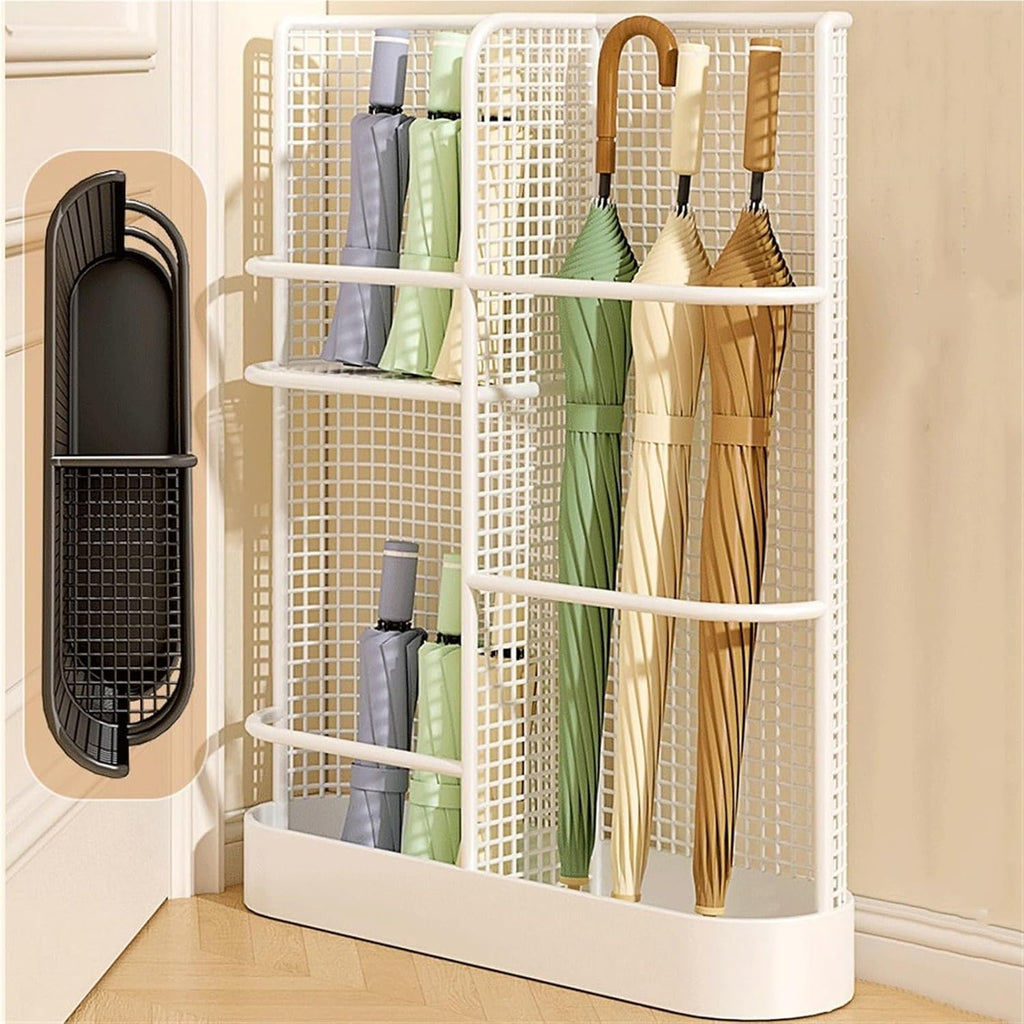 White Small Wall Umbrella Stand With Drain