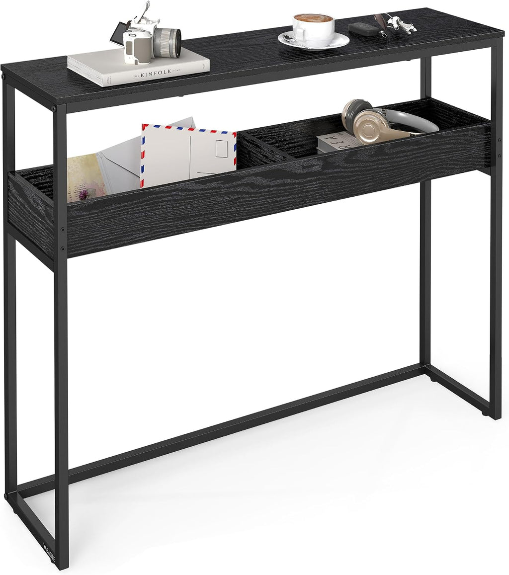 Black 2-Tier Narrow Console Entryway Table