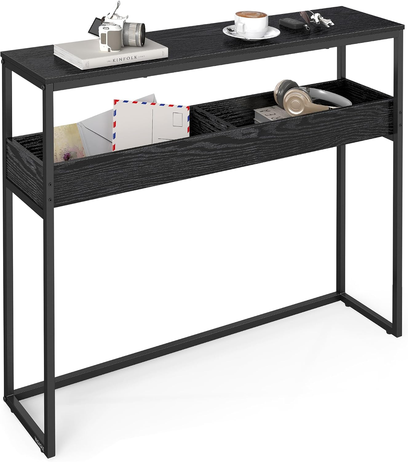 Black 2-Tier Narrow Console Entryway Table