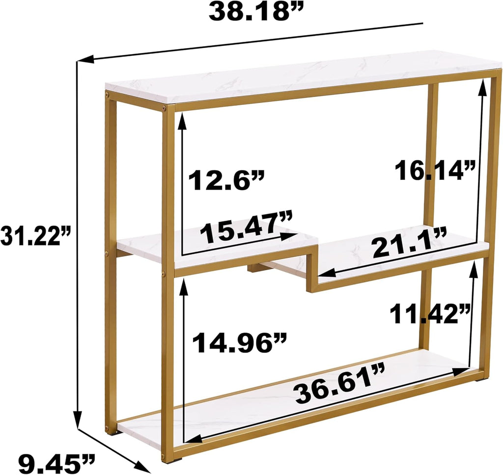White Marble Gold Console Entryway Table