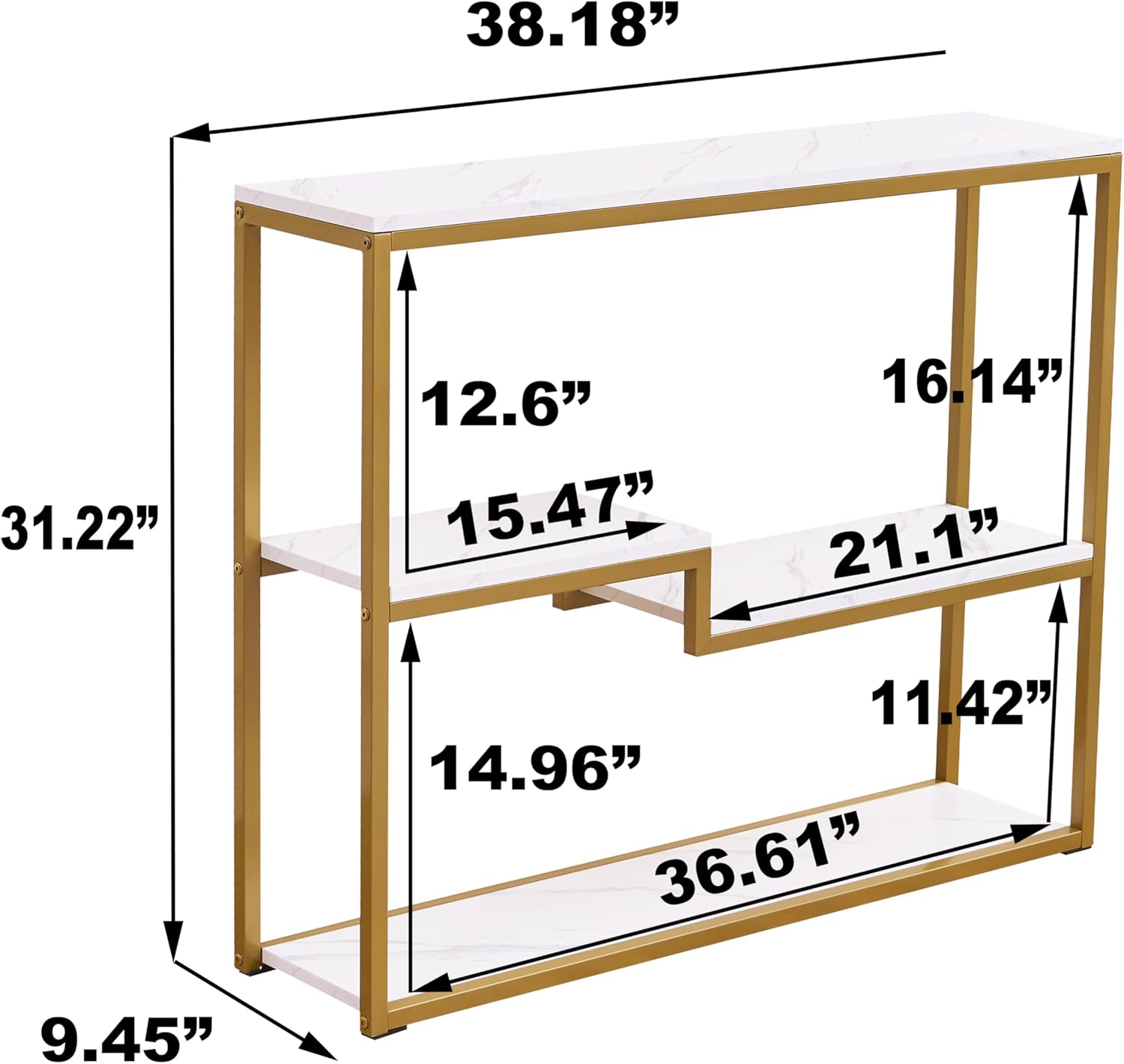 White Marble Gold Console Entryway Table