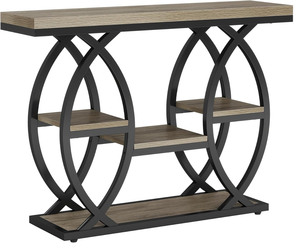 Grey 4-Tier Industrial Narrow Console Table