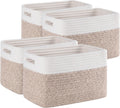 Woven Storage Baskets Organizer Toys Brown White Durable