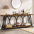 70.9" Brown Industrial Storage Console Table