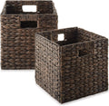 Water Hyacinth Storage Baskets Collapsible Cube Woven Espresso