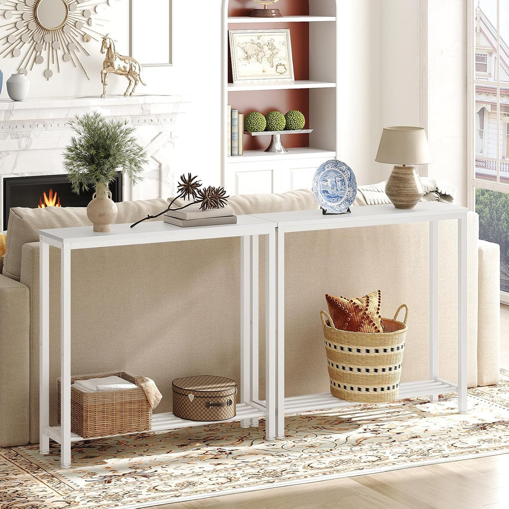 White Narrow Console Entryway Table