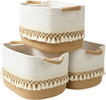 Cotton Rope Storage Baskets Boho Tassel Large Organizer