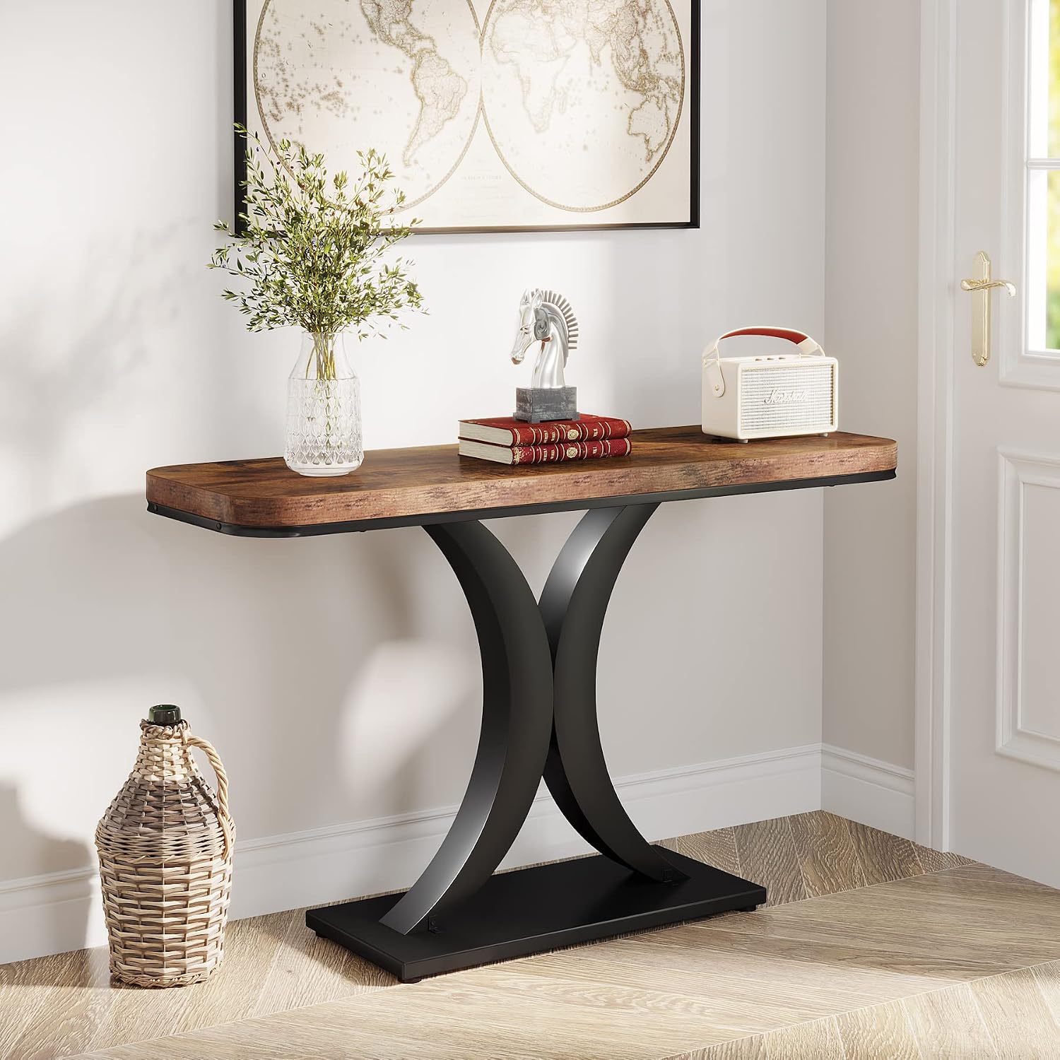 Industrial Console Table Entryway Hallway Compact Small Space