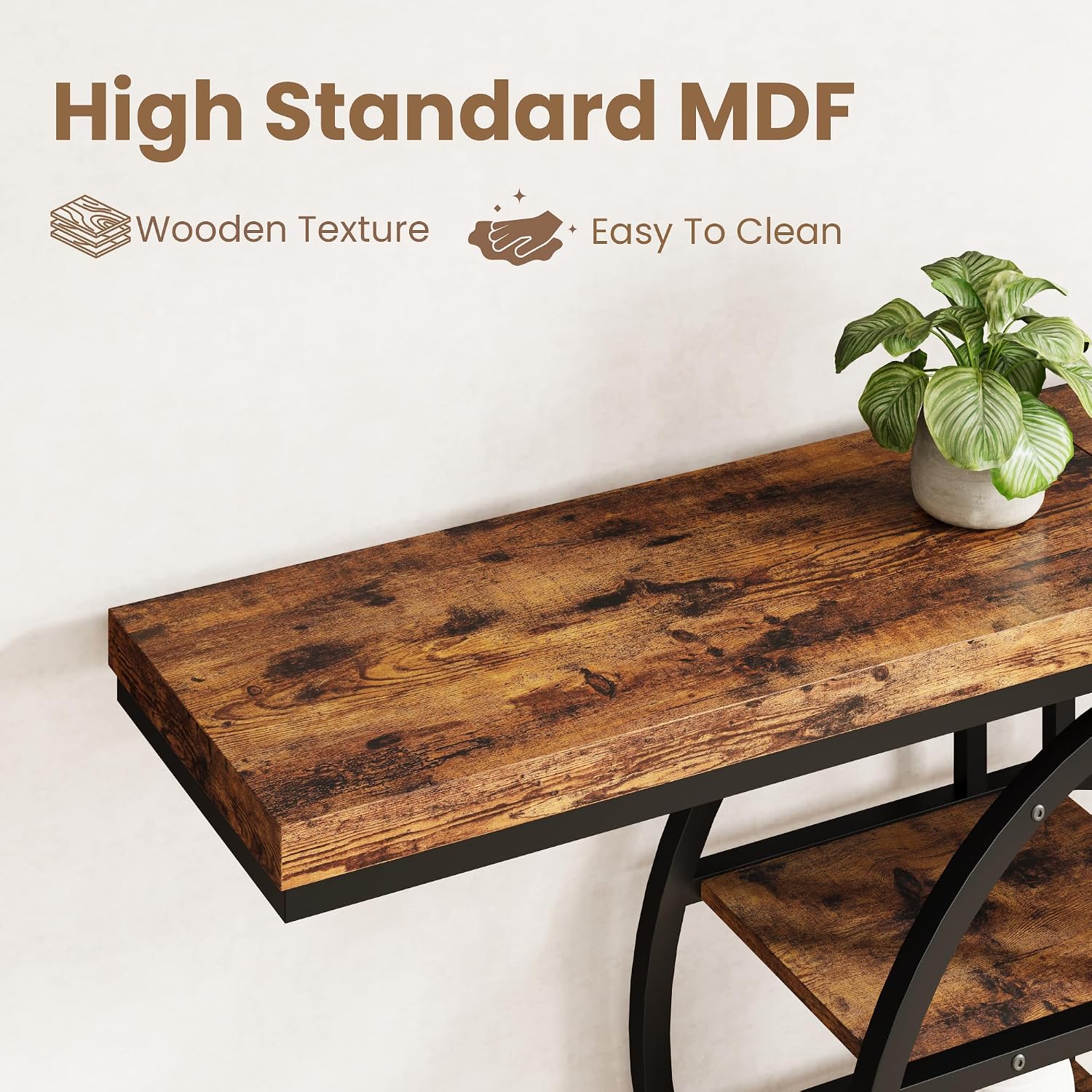 Industrial Entry Table Storage Metal Frame Console