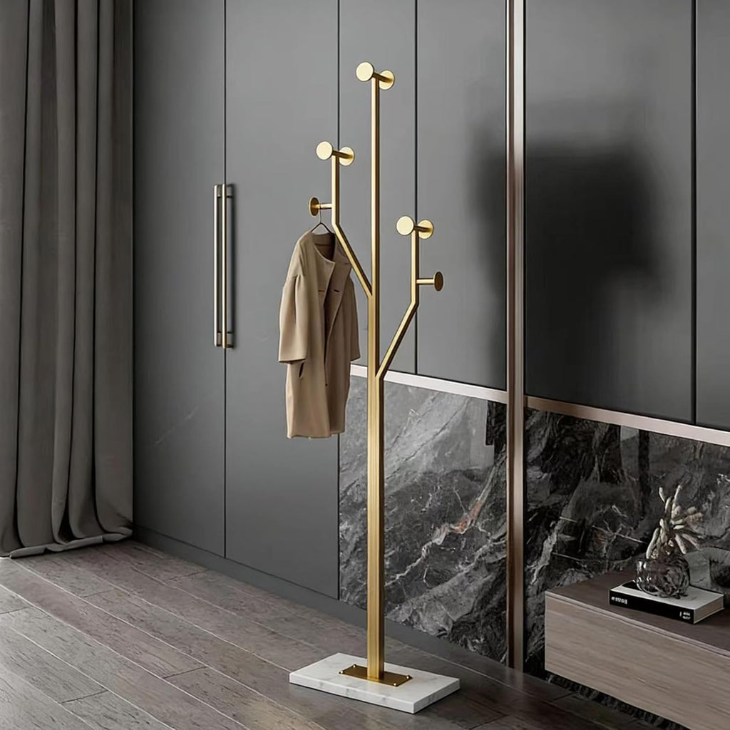 Gold Marble Base Metal Coat Rack Stand