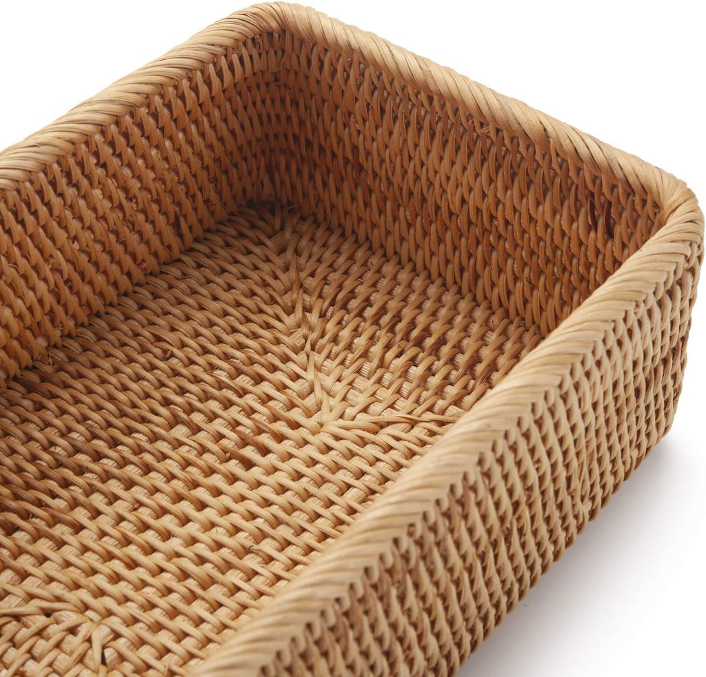 Rattan Fruit Baskets Wicker Storage Stackable Rectangular