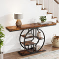 Industrial Entry Table Storage Metal Frame Console