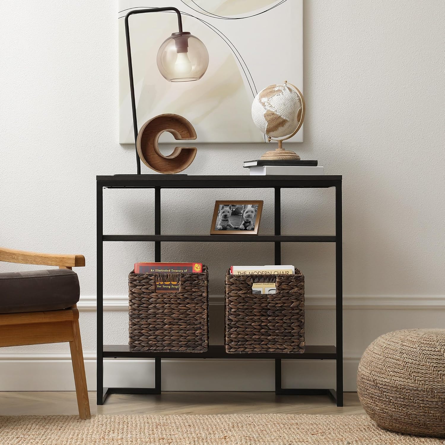 Water Hyacinth Storage Baskets Collapsible Cube Woven Espresso