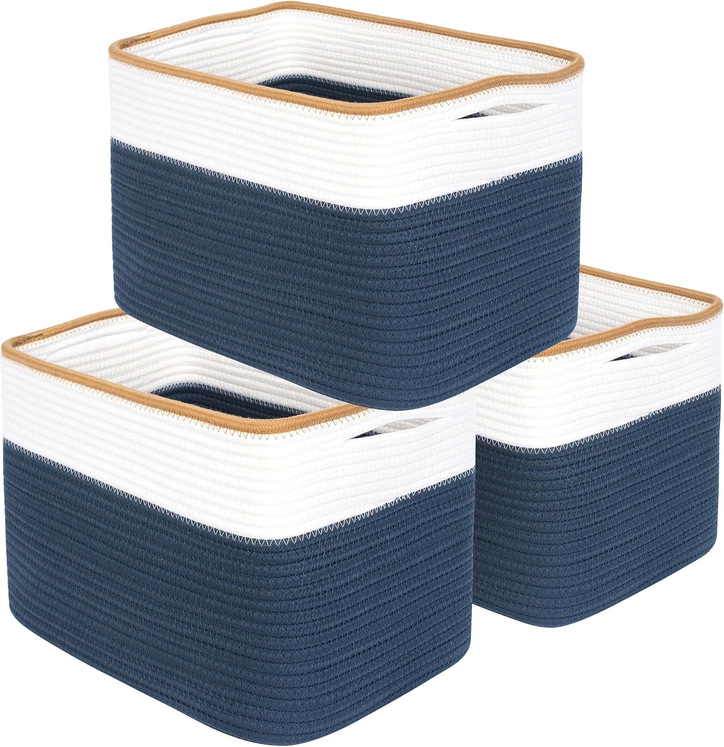 Woven Storage Baskets Cube Organizer Decorative Prussian Blue
