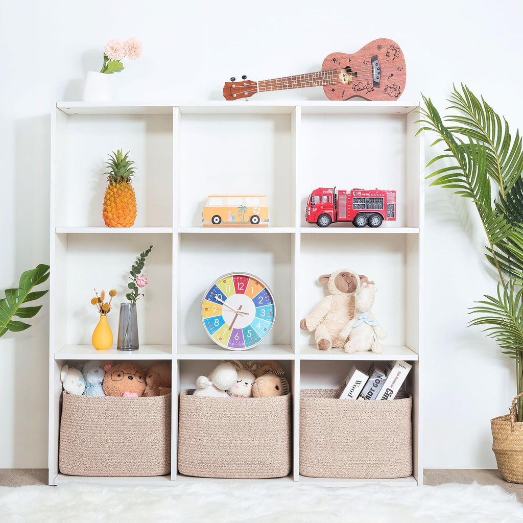 Woven Storage Baskets Cube Organizer Decorative Oatmeal Brown