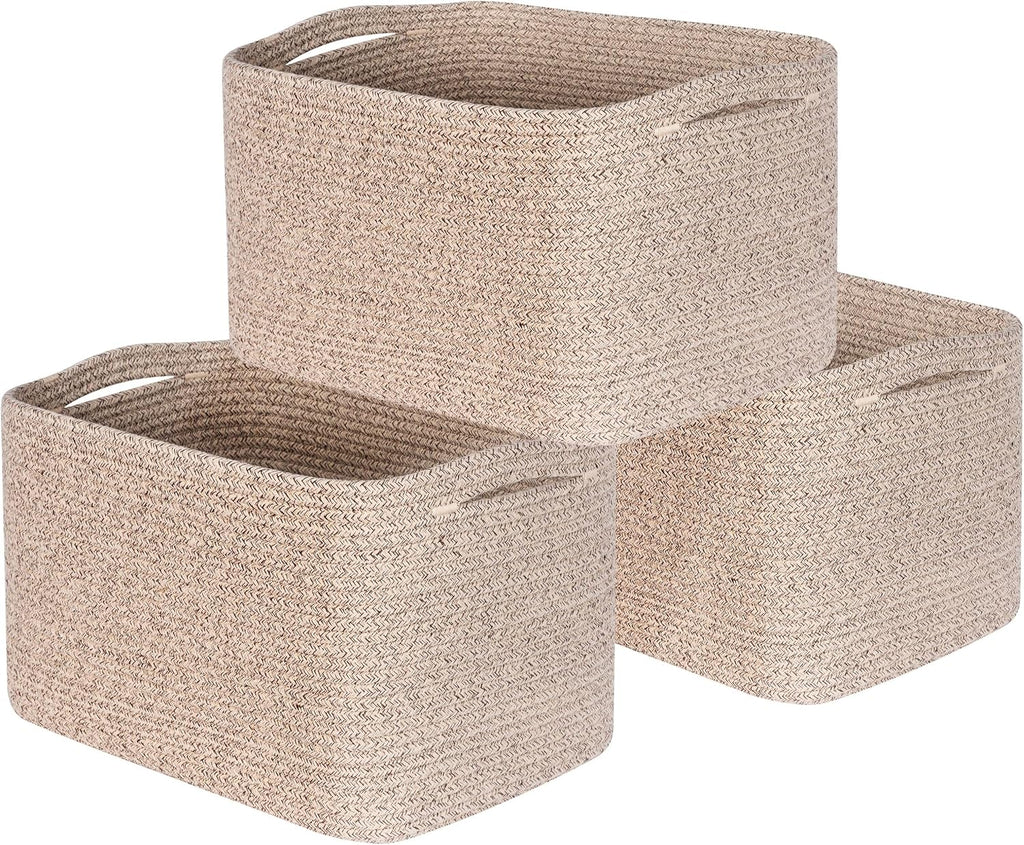 Woven Storage Baskets Cube Organizer Decorative Oatmeal Brown