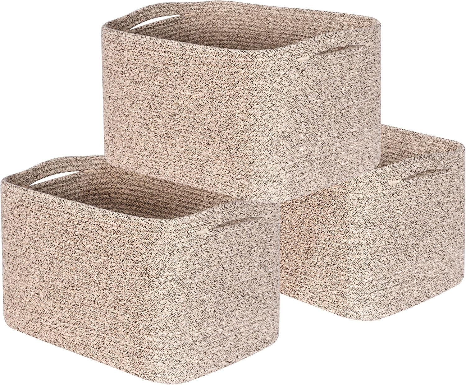 Woven Storage Baskets Cube Organizer Decorative Oatmeal Brown