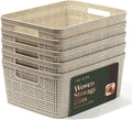 Woven Plastic Basket Jute Storage Organizer Small Natural