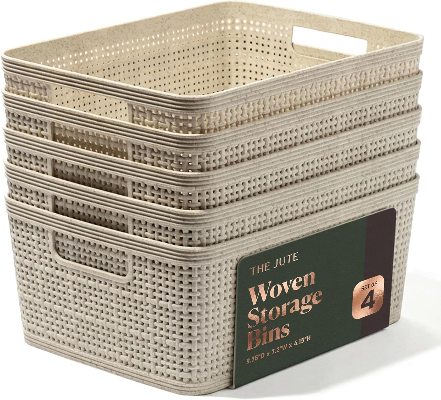 Woven Plastic Basket Jute Storage Organizer Small Natural